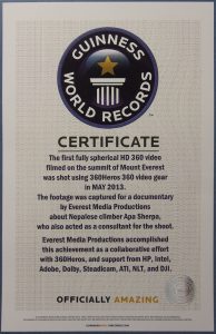 Guinness Book of World Records Certificate