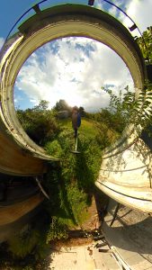 360Rize 360Penguin little planet view of an abandoned building